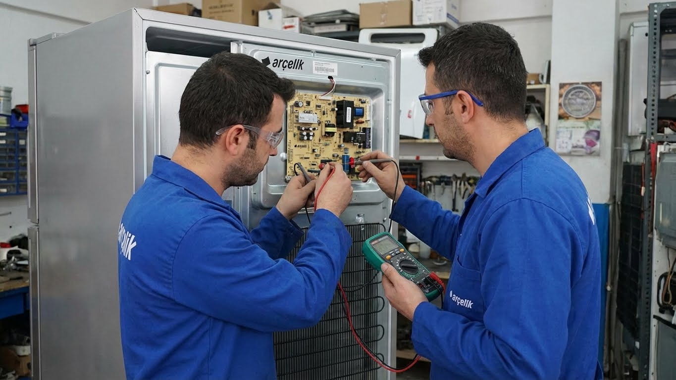 Arçelik buzdolabı kart arızası nasıl anlaşılır teknik ölçüm süreci.
