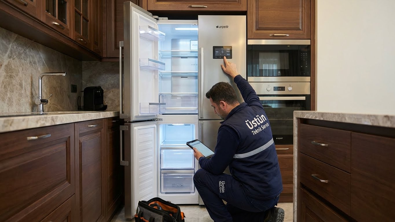 Arçelik servisi Atışalanı uzman teknisyeni mutfakta cihaz onarımı yaparken.