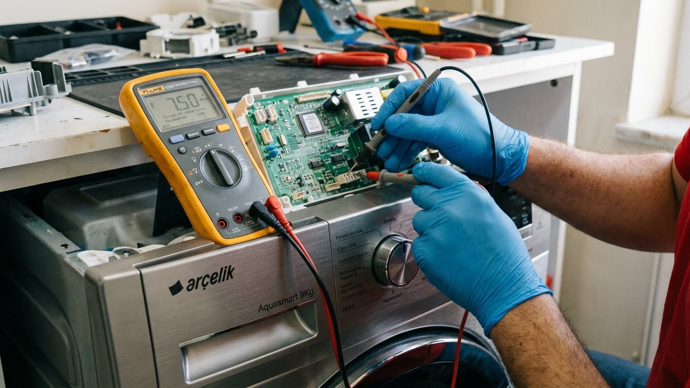 Halkalı bölgesinde Arçelik beyaz eşya elektronik kart ve arıza tespiti.